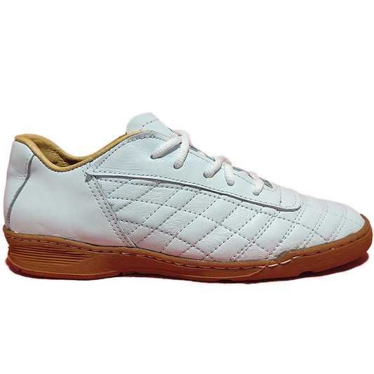 Botines de Futsal Sport Moves Blancos con Suela Caramelo – Cuero Argentino Premium para Indoor